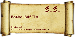 Batha Béla névjegykártya