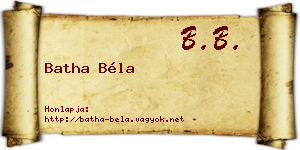 Batha Béla névjegykártya